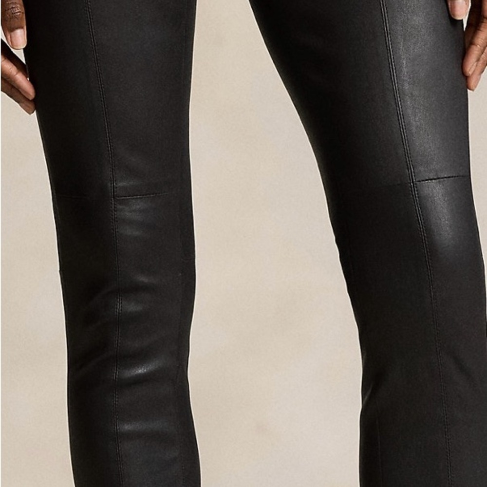 Ralph Lauren Purple Label Women The Lambskin Side-Zip Pant Leggings Made In USA - Picture 3 of 16